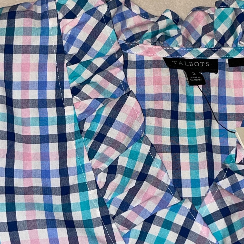 Talbots Multicolor Ruffle Neck Top‎ - Picture 5 of 11
